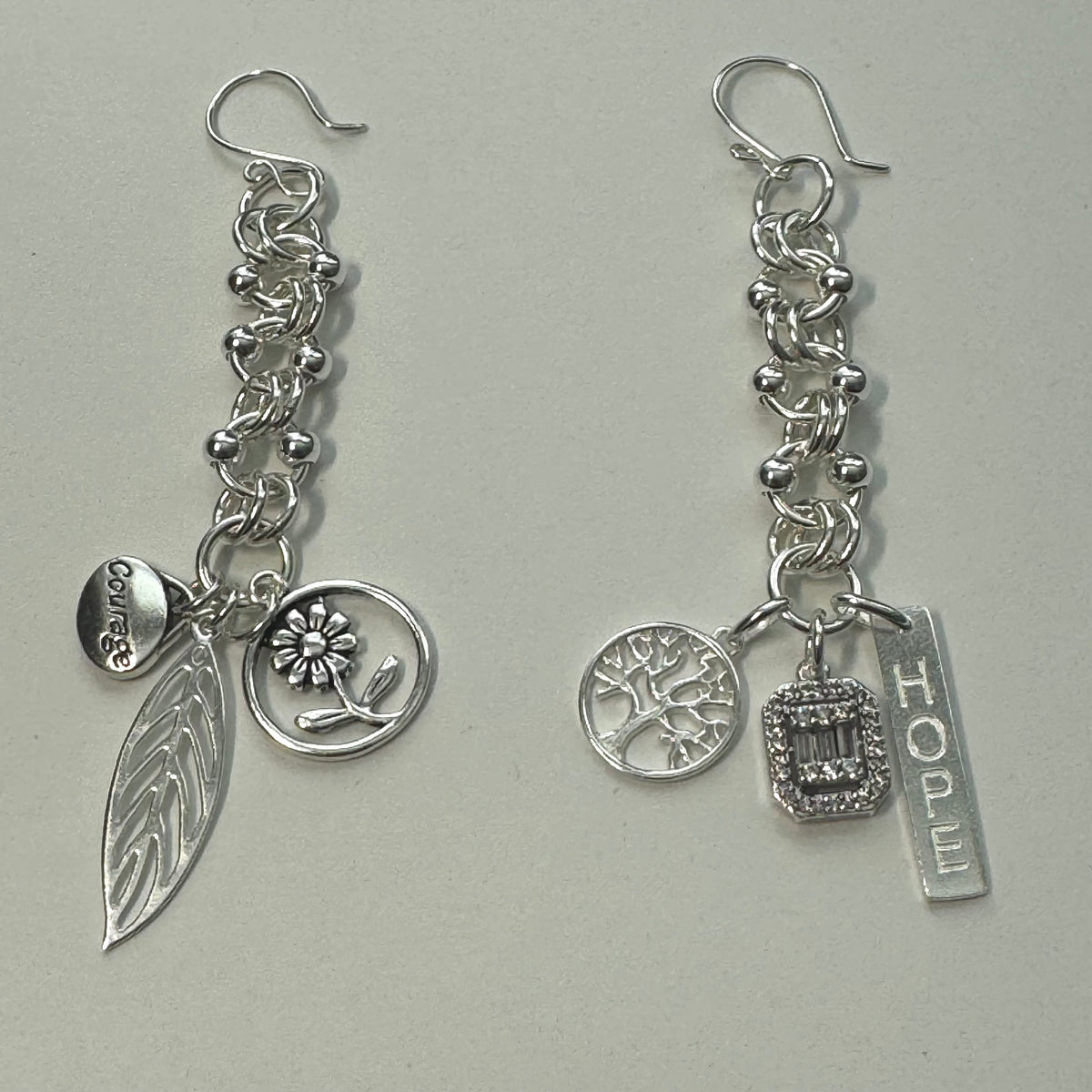 Handmade Sterling Silver Chain Maille Charm Earrings