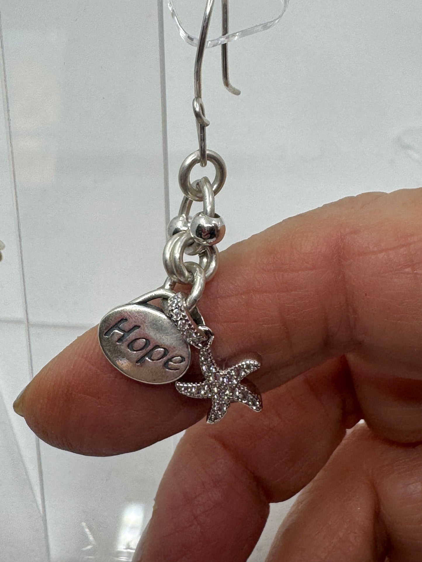 Contemporary Sterling Silver Artisan Drop Earrings with Charms