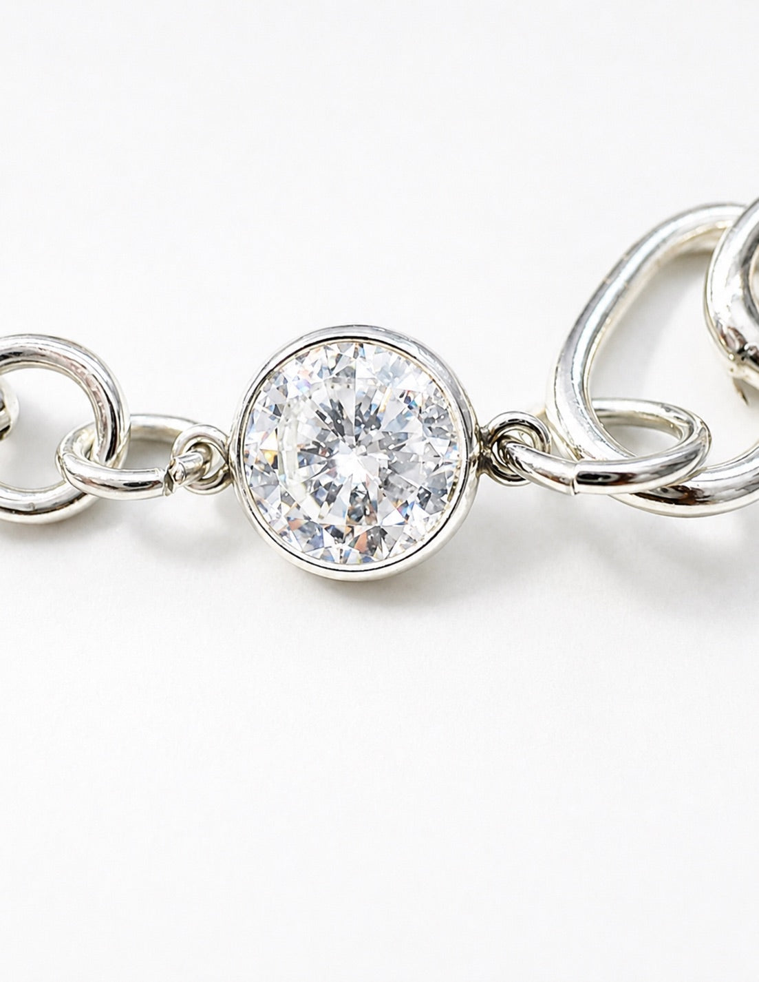 Handmade Sterling Silver Paperclip Choker Necklace with Lab Grown Diamond Pendant