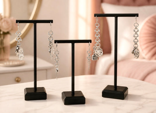 Contemporary Sterling Silver Artisan Drop Earrings with Charms