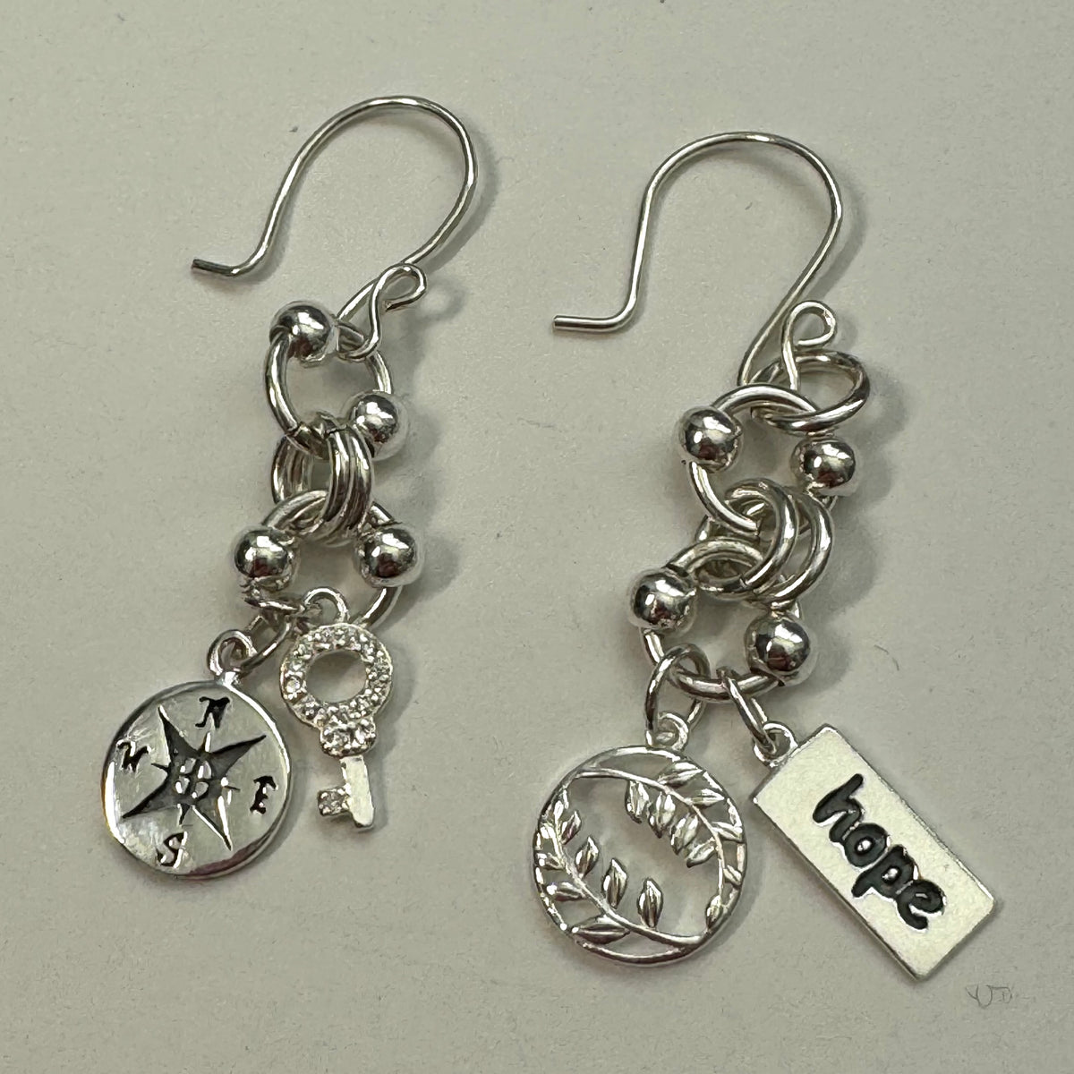 Handmade Sterling Silver Chain Maille Charm Earrings