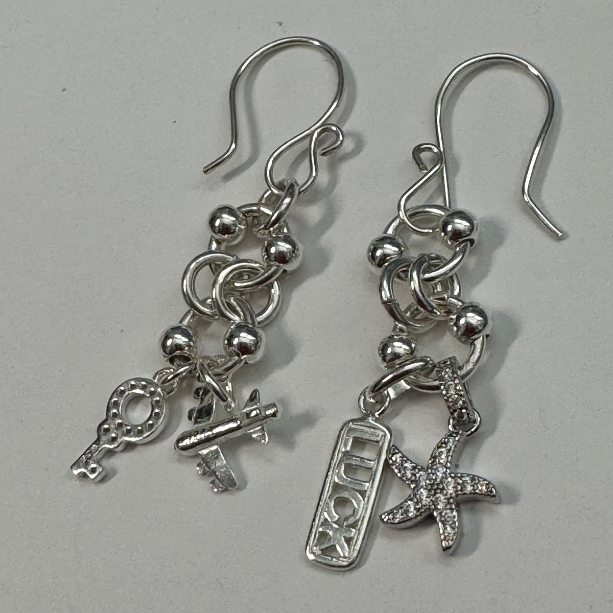 Handmade Sterling Silver Chain Maille Charm Earrings